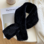 韩版 貂毛皮草围巾特价 貂皮女保暖水貂毛围巾围脖双面简约保暖真毛