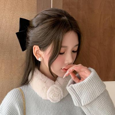 毛围脖花朵可爱女秋冬