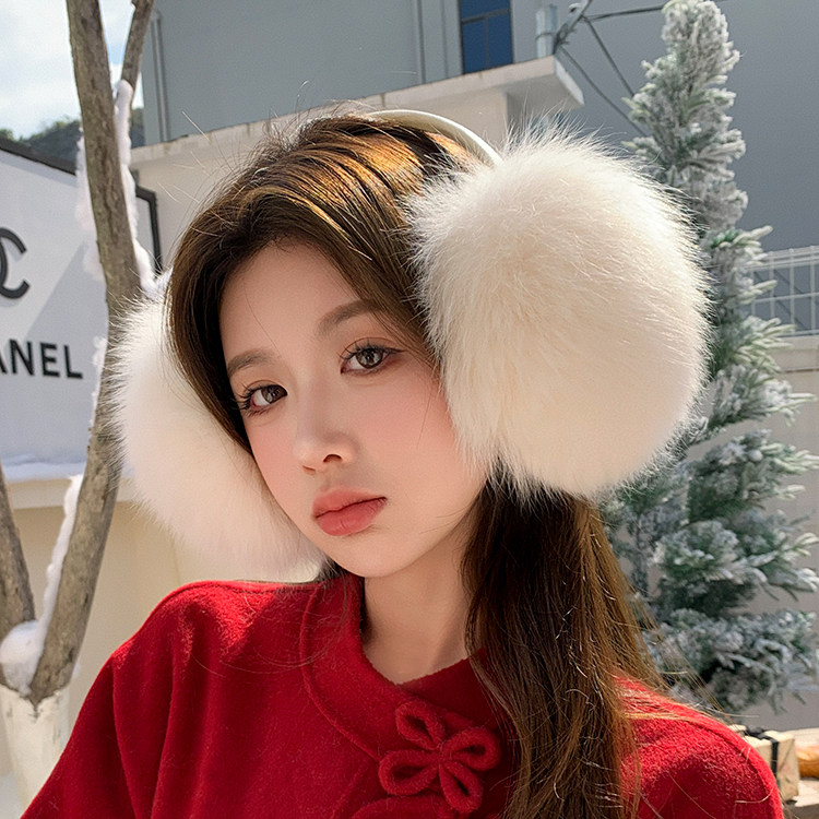 狐狸毛耳套整皮耳包仙气可爱耳罩日韩女士保暖防冻耳捂大姐姐同款