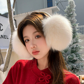 狐狸毛耳套整皮耳包仙气可爱耳罩日韩女士保暖防冻耳捂大姐姐同款