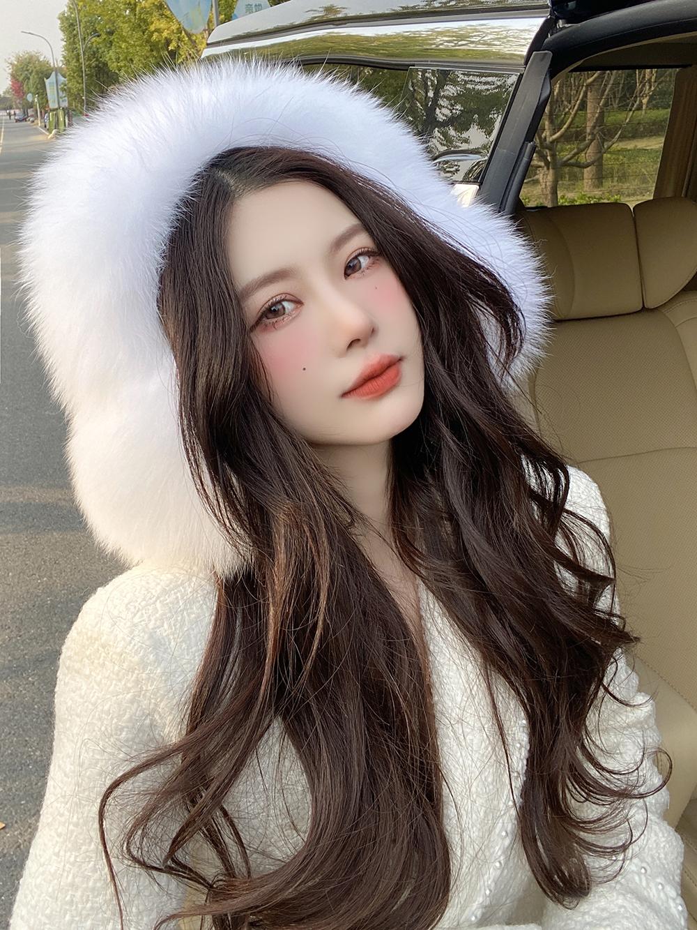 한국 스타일 여성의 전체 여우 모피 전체 가죽 대형 모피 귀마개 가죽 오버 이어 실제 머리 따뜻한 귀마개 겨울에 따뜻하게 유지하기 위해 귀를 덮는