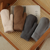 ins加绒加厚双层超暖防寒手套男女秋冬学生平板包指骑行保暖手套