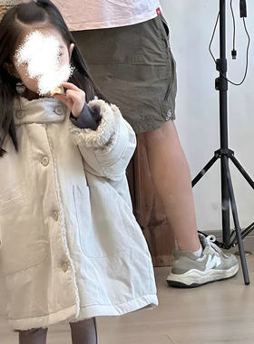 女童宝宝外套超厚羊羔绒双面穿长款大衣冬装新款外贸男童童装上衣