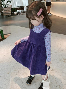 灯芯绒淑女风童装裙子新款