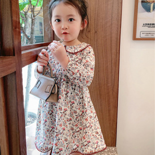 女童裙子公主范碎花圆领连衣裙24春秋装新款外贸童装儿童娃娃裙
