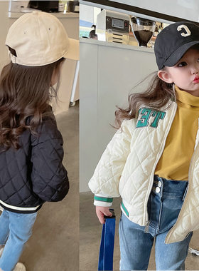 男女童外套字母夹棉加厚棒球服棉衣24冬装新款外贸童装儿童3-8岁