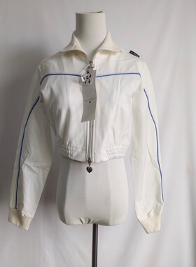 库存尾货清仓复古运动风立领拉链短外套女白色休闲百搭短款上衣女