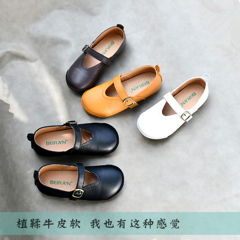 复古风韩版真皮软底白色公主鞋