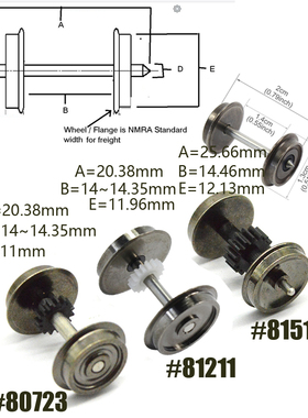 HO火车车轮配件1 87比例电动火车头轮子DC轮组带牙箱齿轮改装通用