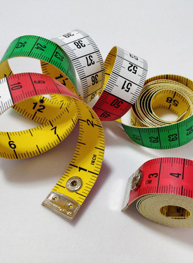 裁缝软皮尺量三围1.5米带纽扣彩色宽皮尺量衣软尺量服装尺2米3米