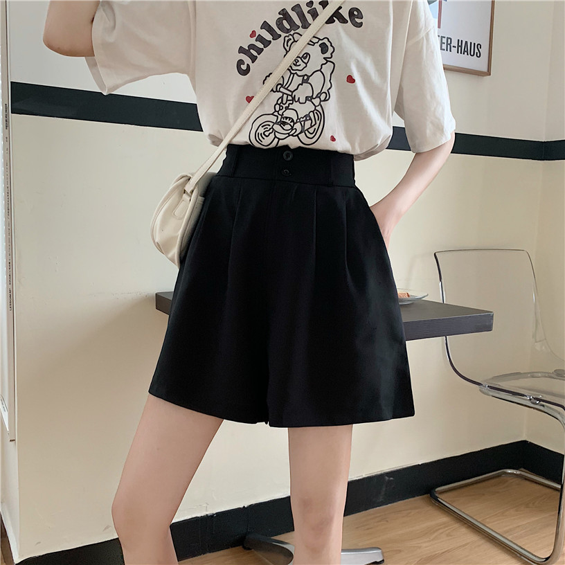 Real photo real price Suit Shorts women's purple loose thin wide leg casual shorts high waist thin pants