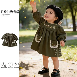 拉果拉宝宝开春衣服女童连衣裙2026小童裙子宝宝韩版学院风公主裙