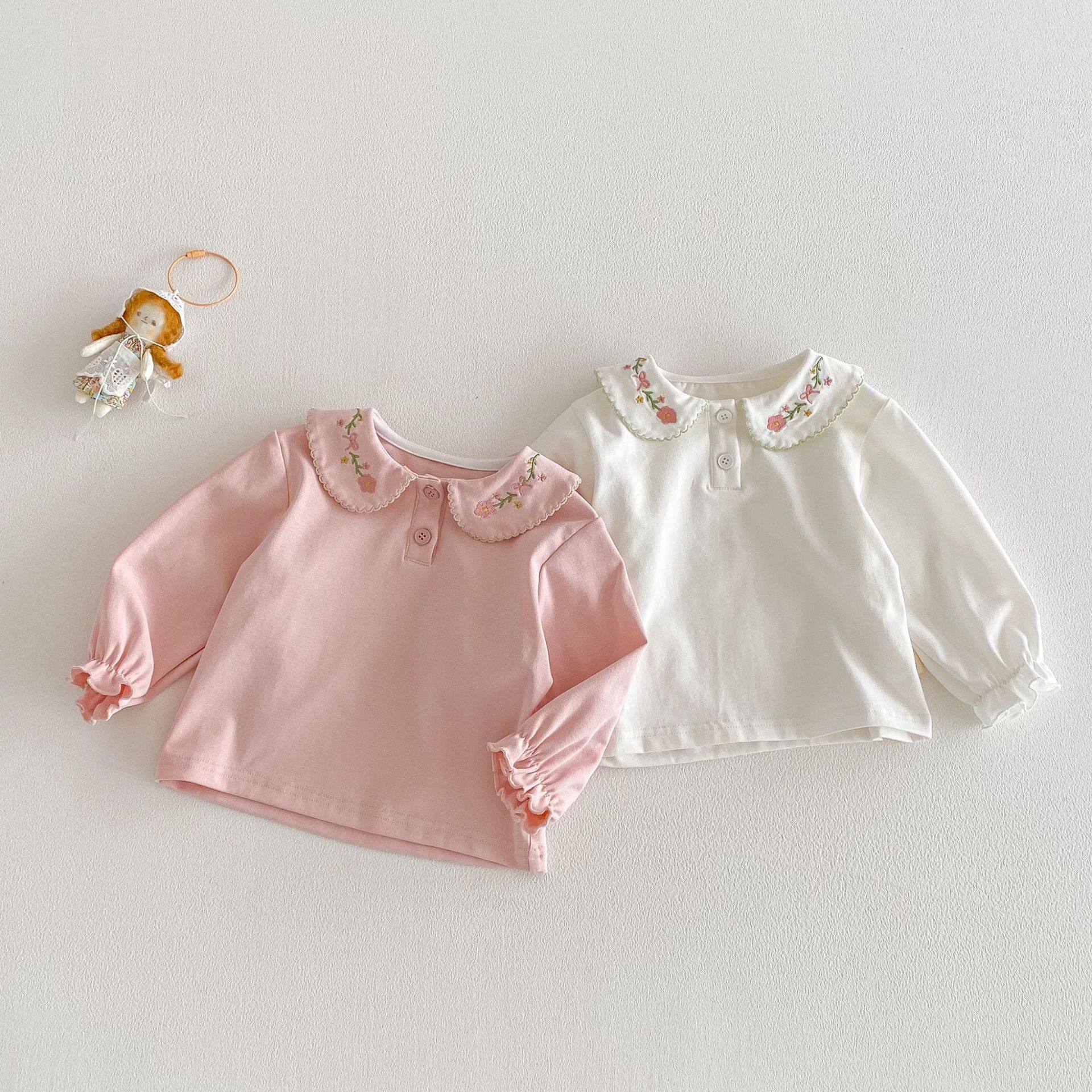 拉果2026春装婴幼儿森系长袖T恤 女童刺绣娃娃领打底衣纯棉打底衫,童装/婴儿装/亲子装,T恤,淘宝优惠券,粉丝福利购,淘宝优惠卷