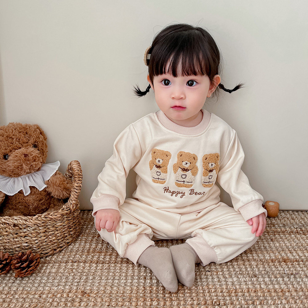 韩版童装婴儿小熊家居服上衣裤子套装秋装男女宝宝衣服洋气可外穿