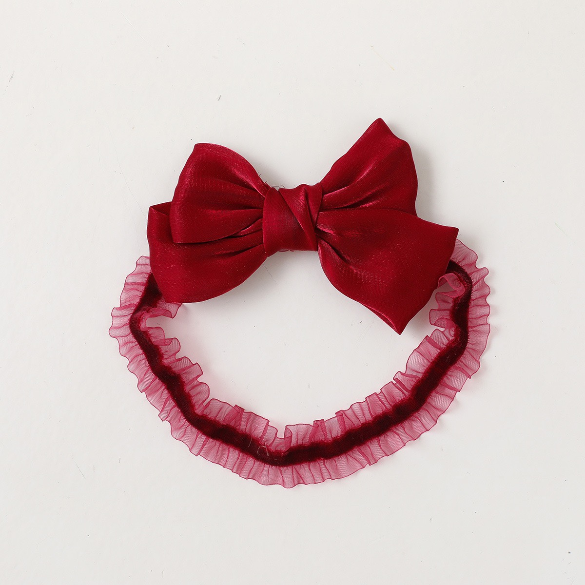 女宝宝婴儿红色蝴蝶结发带头饰