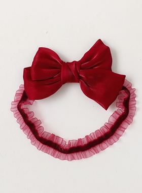 婴儿红色发带女宝宝头饰满月百天周岁拍照发饰公主蝴蝶结洋气饰品