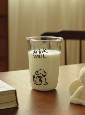 O.RoseLif玻璃水杯牛奶果汁杯耐高温宠物杯家用啤酒杯