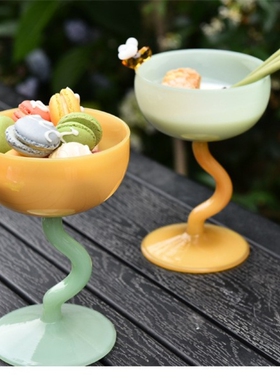 O.RoseLif博主泡泡蜜蜂高脚玻璃杯创意杯甜品杯布丁碗雪糕杯