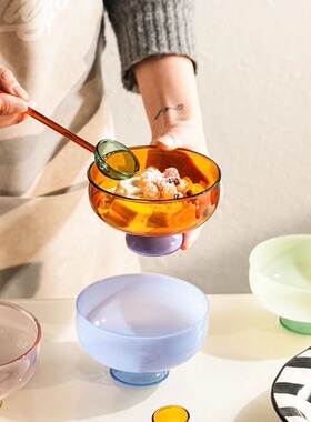 O.RoseLif 韩式ins博主同款耐热玻璃碗高脚冰激凌碗酸奶碗甜品杯