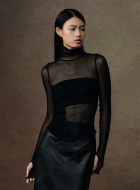 UNCHATGRIS 24AW 网纱高领上衣