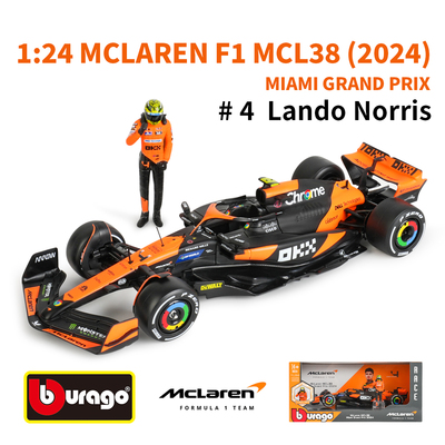 比美高1:24迈凯伦MCL38人偶版迈阿密 2024 F1方程式赛车合金模型