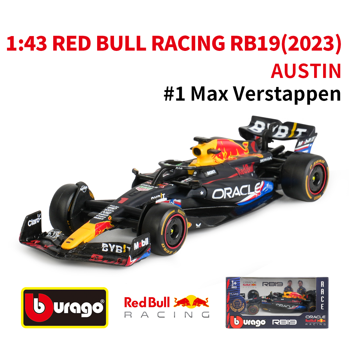比美高1:43红牛RB19奥斯汀Austin方程式赛车模型2023 F1合金车模