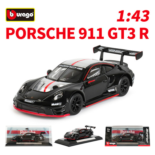 比美高1:43保时捷 911 GT3 R 赛车 跑车仿真合金汽车模型收藏摆件