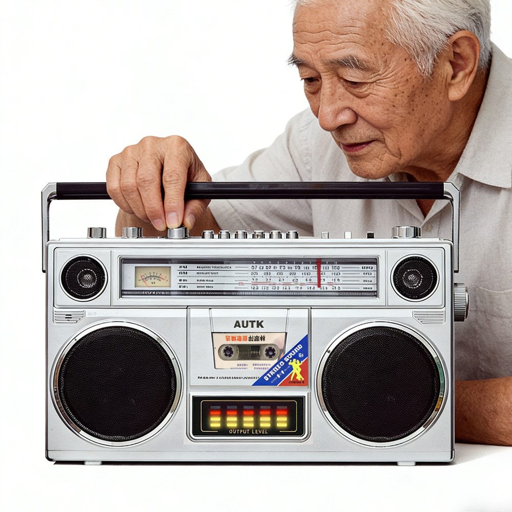 AUTK立体声复古磁带机80年代老式录音机U盘TF插卡蓝牙音箱收音机