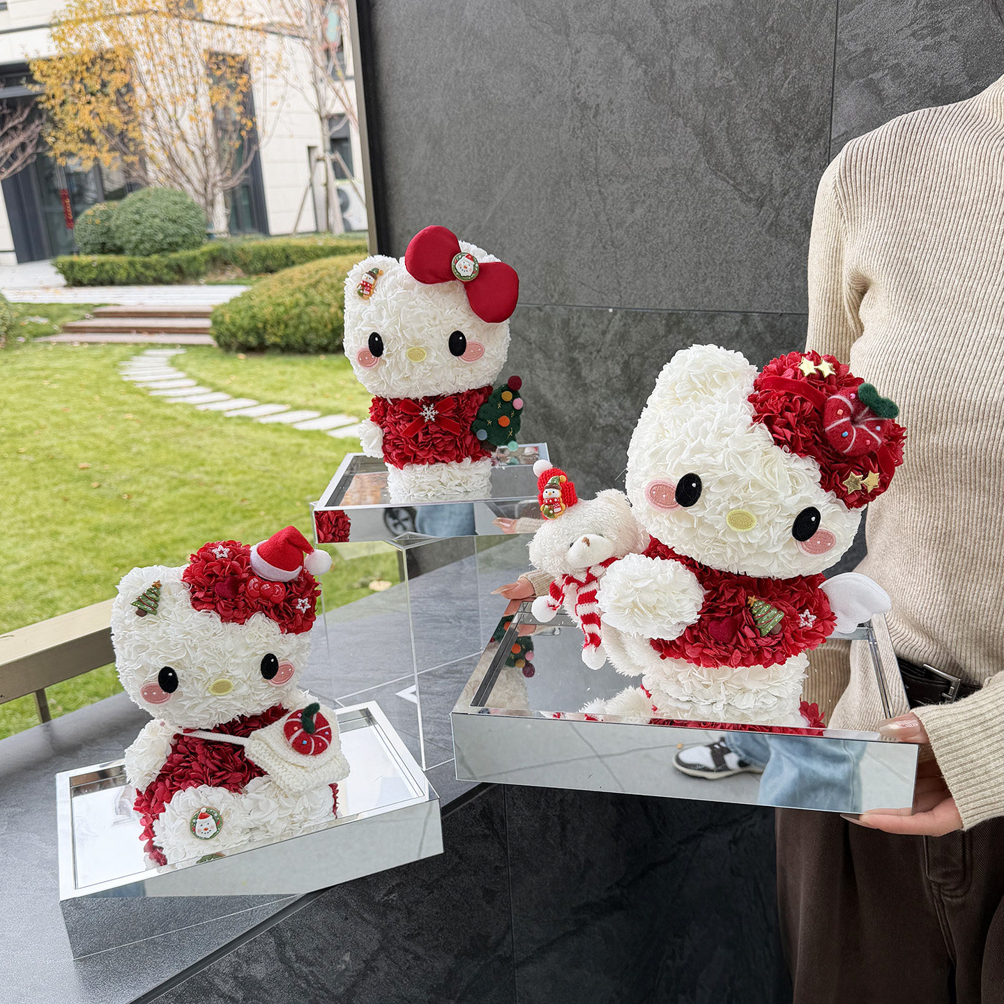 圣诞节永生花HelloKitty凯蒂KT猫公仔结婚纪念生日礼物送女友闺蜜