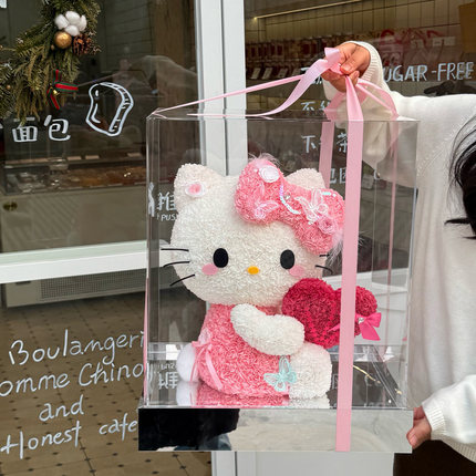 情人节KT可爱猫永生花高级感真花摆件礼盒告白送女友闺蜜生日礼物