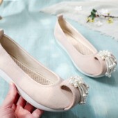 子流苏汉服鞋 鞋 女红色婚鞋 原创古风鞋 秀禾鞋 明制登云履古装 绣花鞋