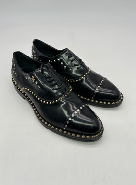 杭州米兰坊名牌寄售店 ZADIG&VOLTAIRE 黑色铆钉系带低帮女士皮鞋