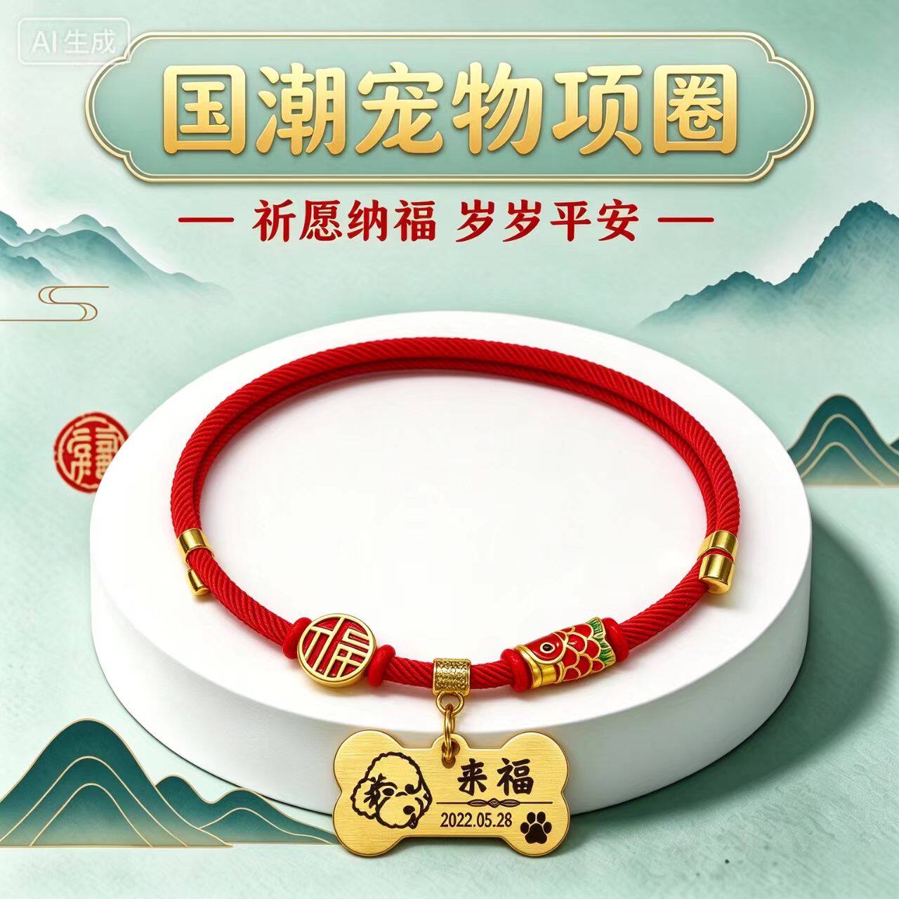 宠物刻字项链狗狗猫咪项圈项链刻字猫牌狗牌防丢挂牌柯基蓝猫吊牌