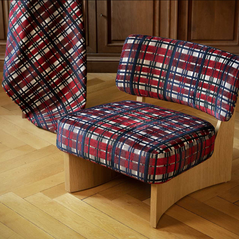 casal法国原装进口面料意式风格方格子图案家具椅子坐垫布艺靠垫