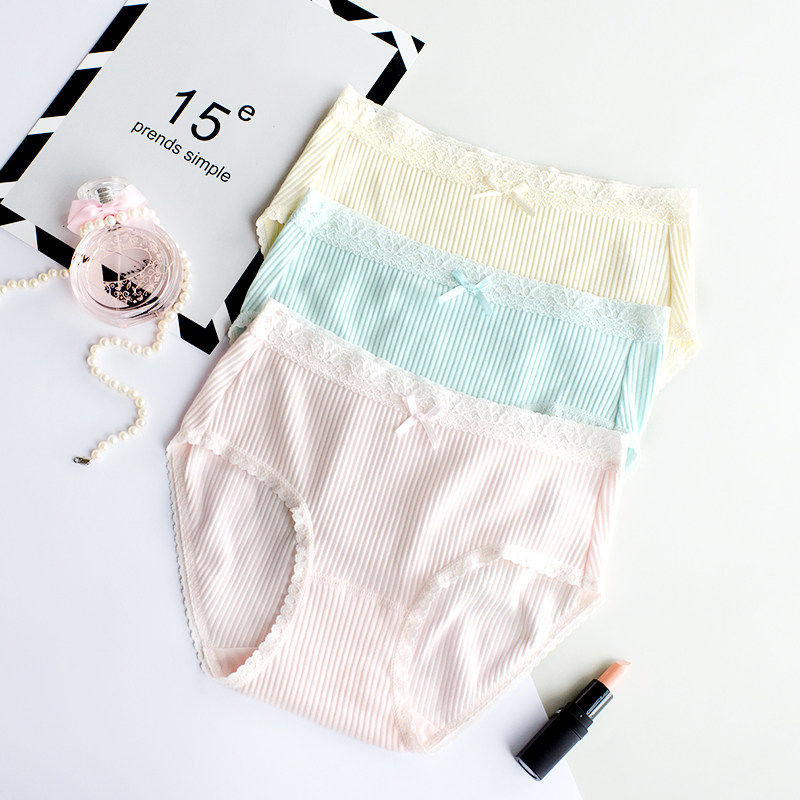 外贸内裤女原单日单出口日本纯棉内裤蕾丝中腰少女学生三角清新裤,女士内衣/男士内衣/家居服,女三角裤,淘宝优惠券,粉丝福利购,淘宝优惠卷