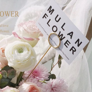 花束卡片夹插杆轻奢镀金金属插签花艺卡片鲜花蛋糕礼品花插祝福卡