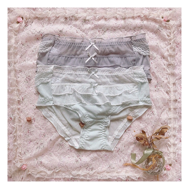 ROSAMUNECA网纱牛奶丝暗条纹内裤