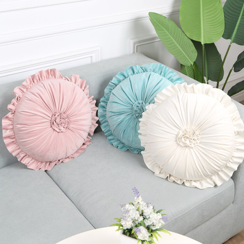 法式家居圆形花朵靠枕