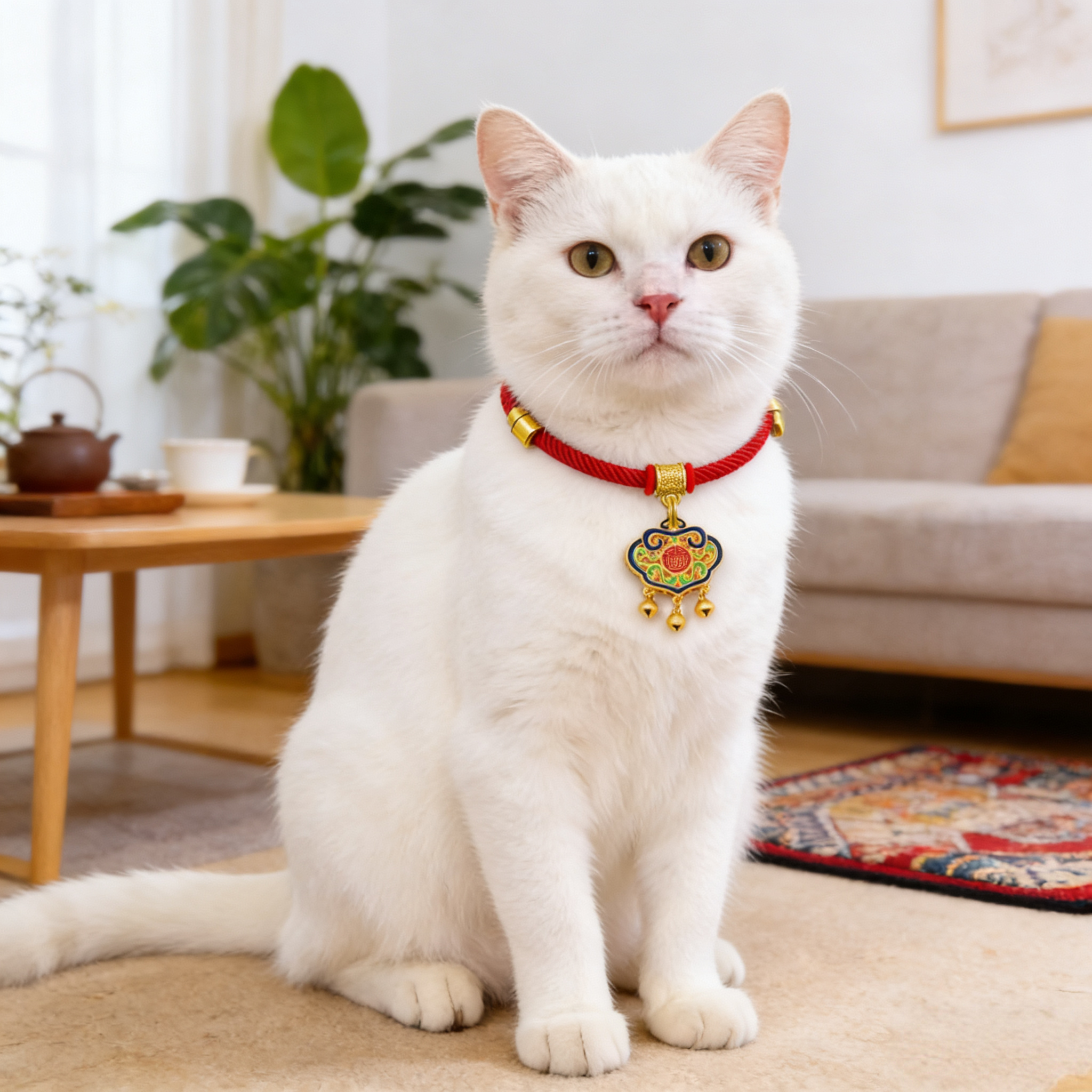 猫咪新年项圈小狗长命锁项链脖圈红绳大狗装饰宠物挂牌猫可爱礼物
