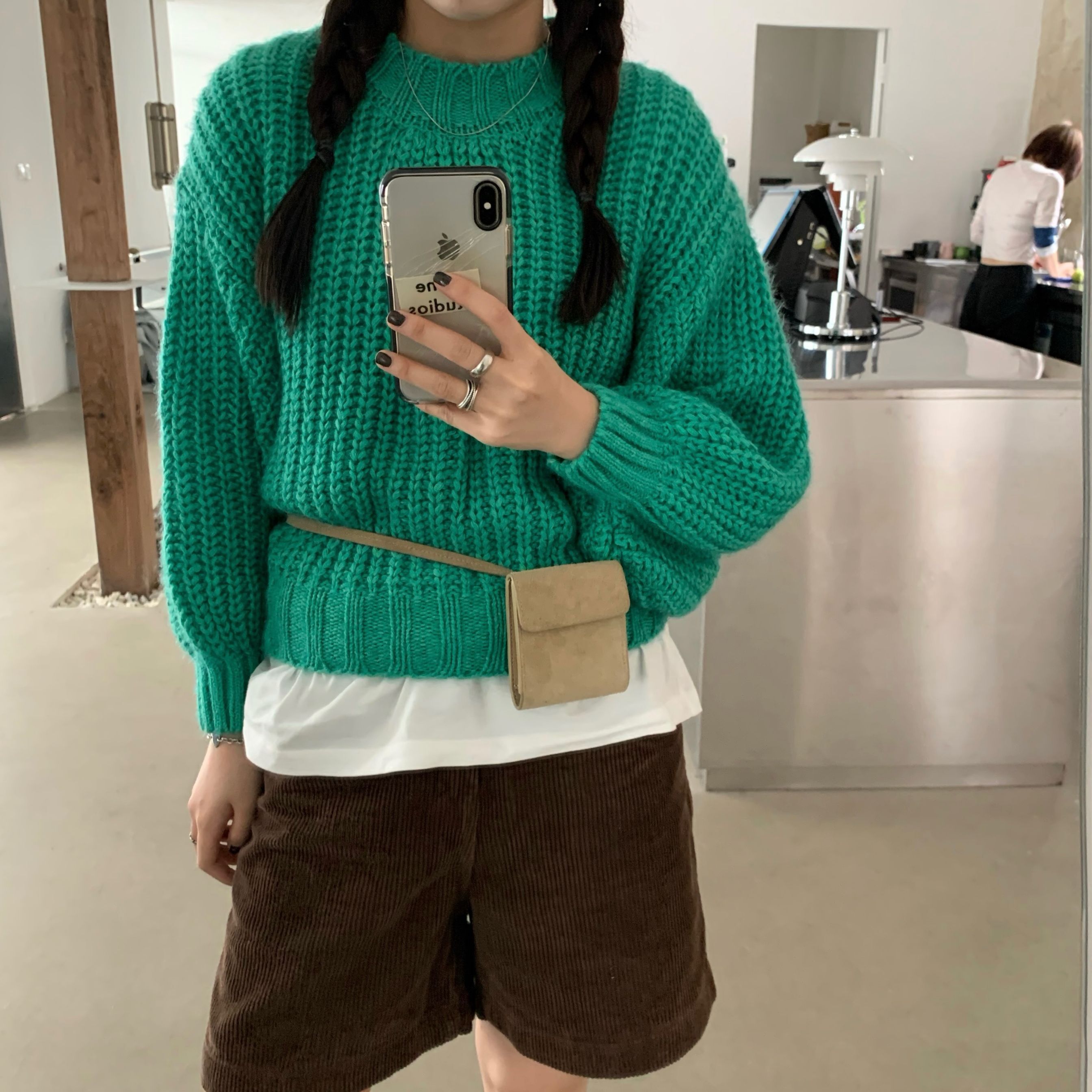 實拍實價 基礎純色寬鬆慵懶風套頭毛衣圓領外穿針織上衣秋冬 