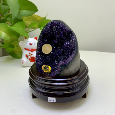 乌拉圭天然紫晶洞簇块招聚财 原矿石紫水晶摆件 消磁镇宅办公家庭