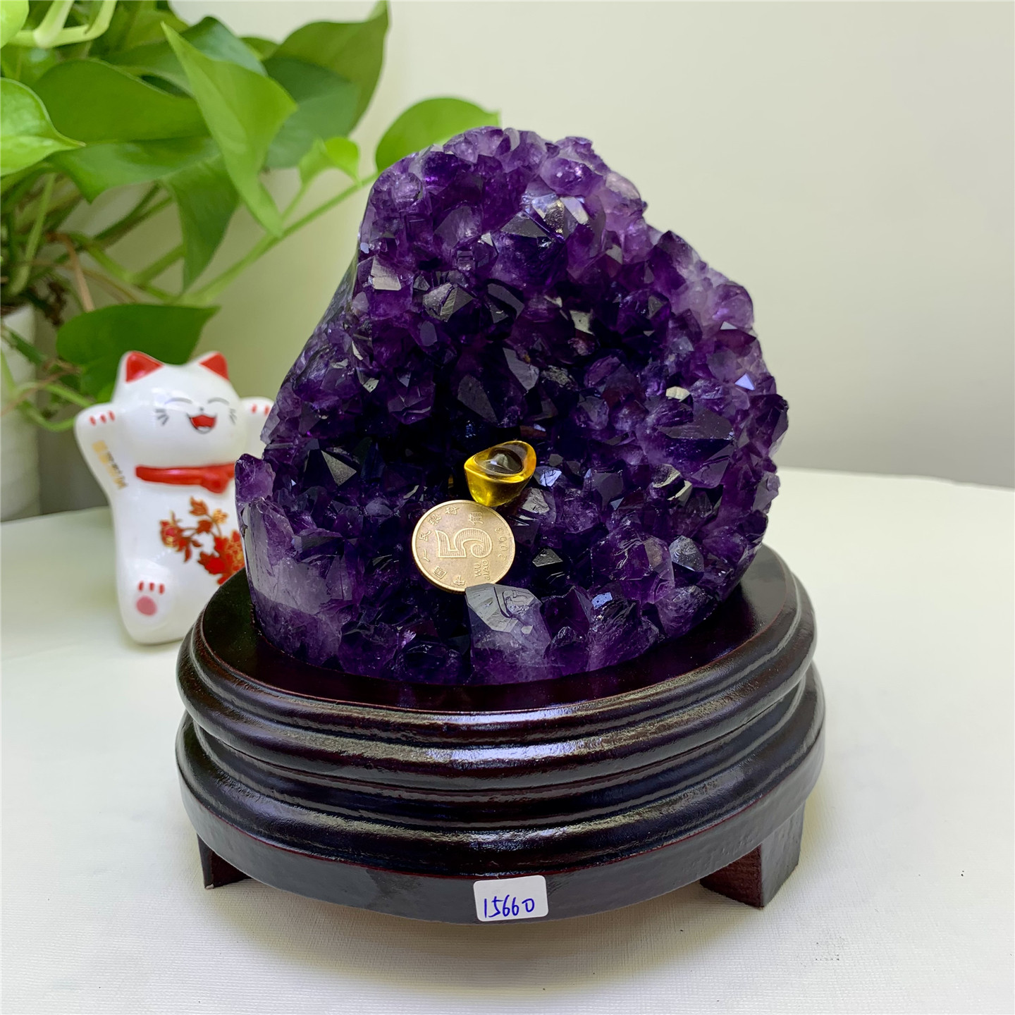 乌拉圭天然紫晶洞簇块招聚财 原矿石紫水晶摆件 消磁镇宅办公家庭