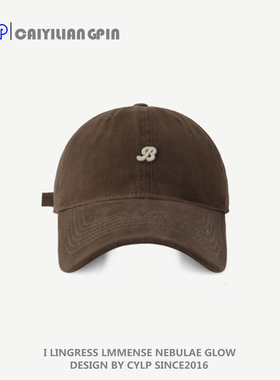 四季帽子男女同款韩版B字母立体绣棒球帽休闲百搭ins鸭舌帽显脸小