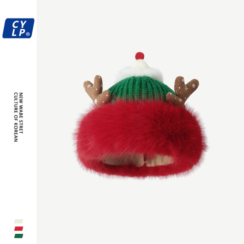 毛线帽逛街可爱百搭女冬季圣诞帽