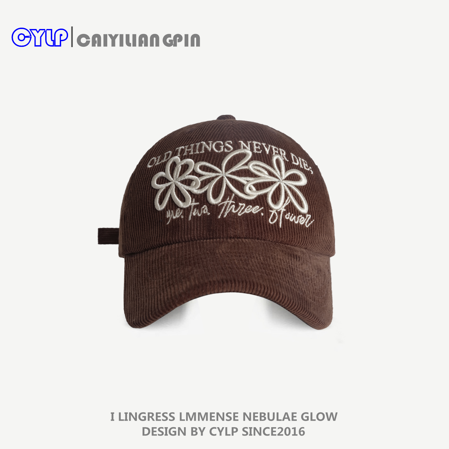 秋冬季韩版花朵刺绣大头围棒球帽男休闲百搭显脸小灯芯绒鸭舌帽女