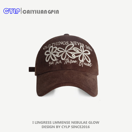 韩版花朵刺绣大头围棒球帽