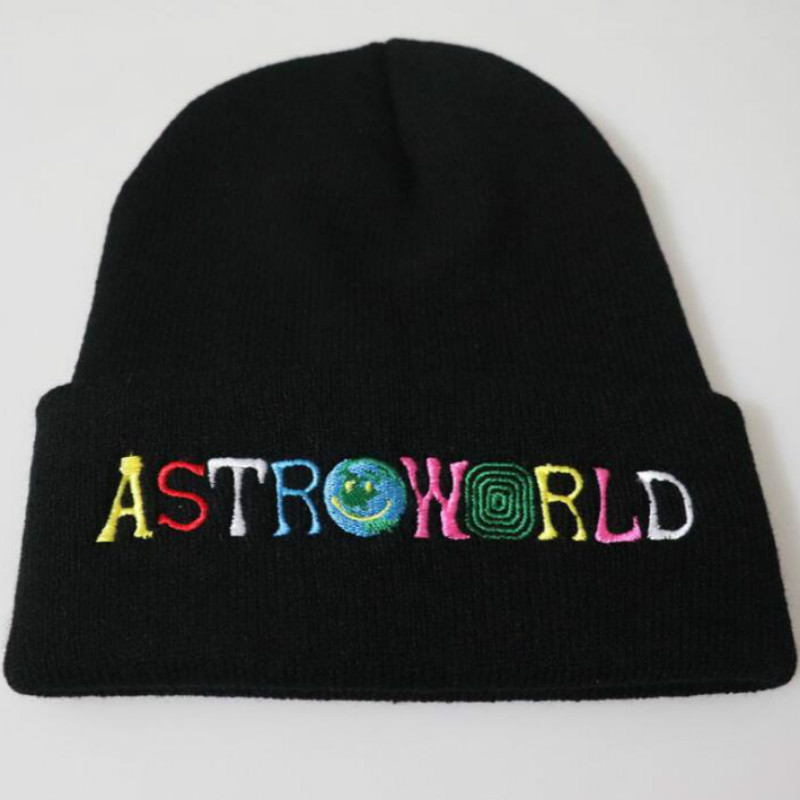 外贸刺绣毛线帽秋冬保暖astro world针织帽astroworld winter hat
