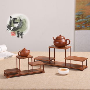 实木花梨木微型博古架茶壶茶具收纳展示架香炉铭杯摆件新中式托架