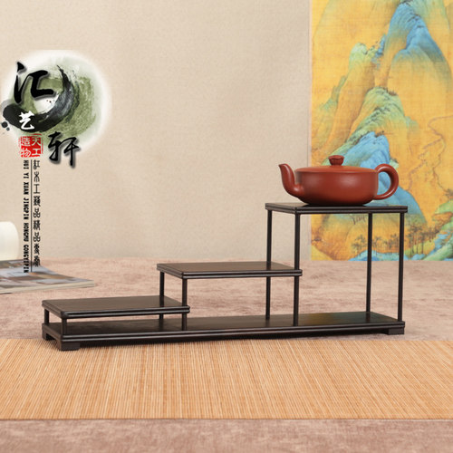 实木微型茶壶展示香炉多格收纳架