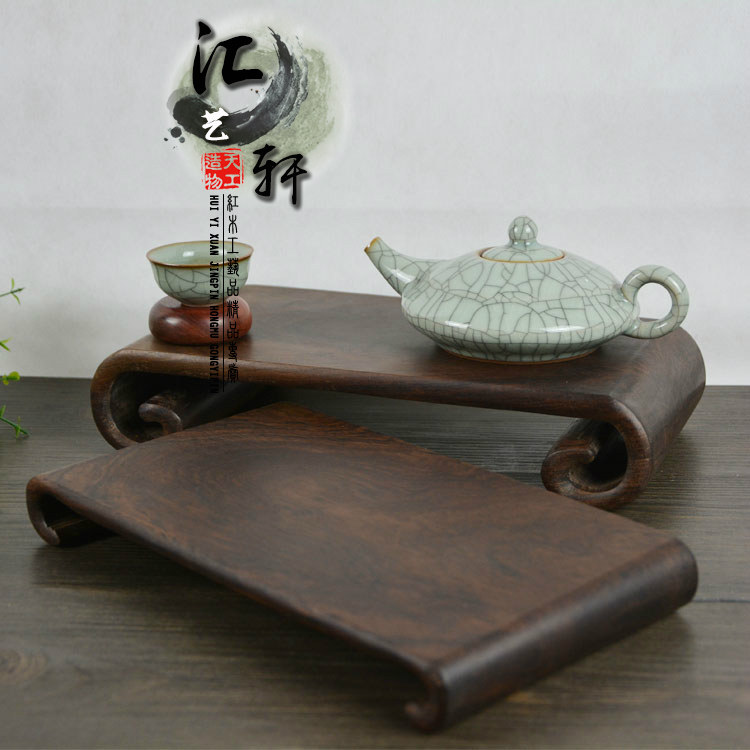 红木黑枝木黑檀独木整料书卷几 盆景奇石玉器茶壶木雕摆件底座